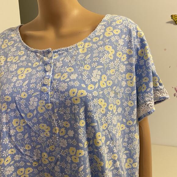 Carole Hochman Meadow Floral 100% Cotton Sleepwear Nightgown HouseDress 2X Soft - Picture 5 of 6